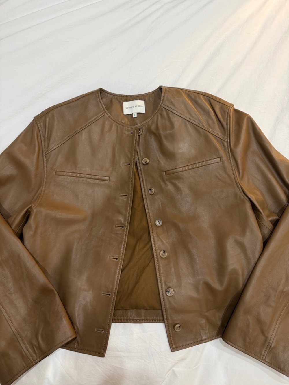 Loulou Studio Brown Leather Button-Front Jacket